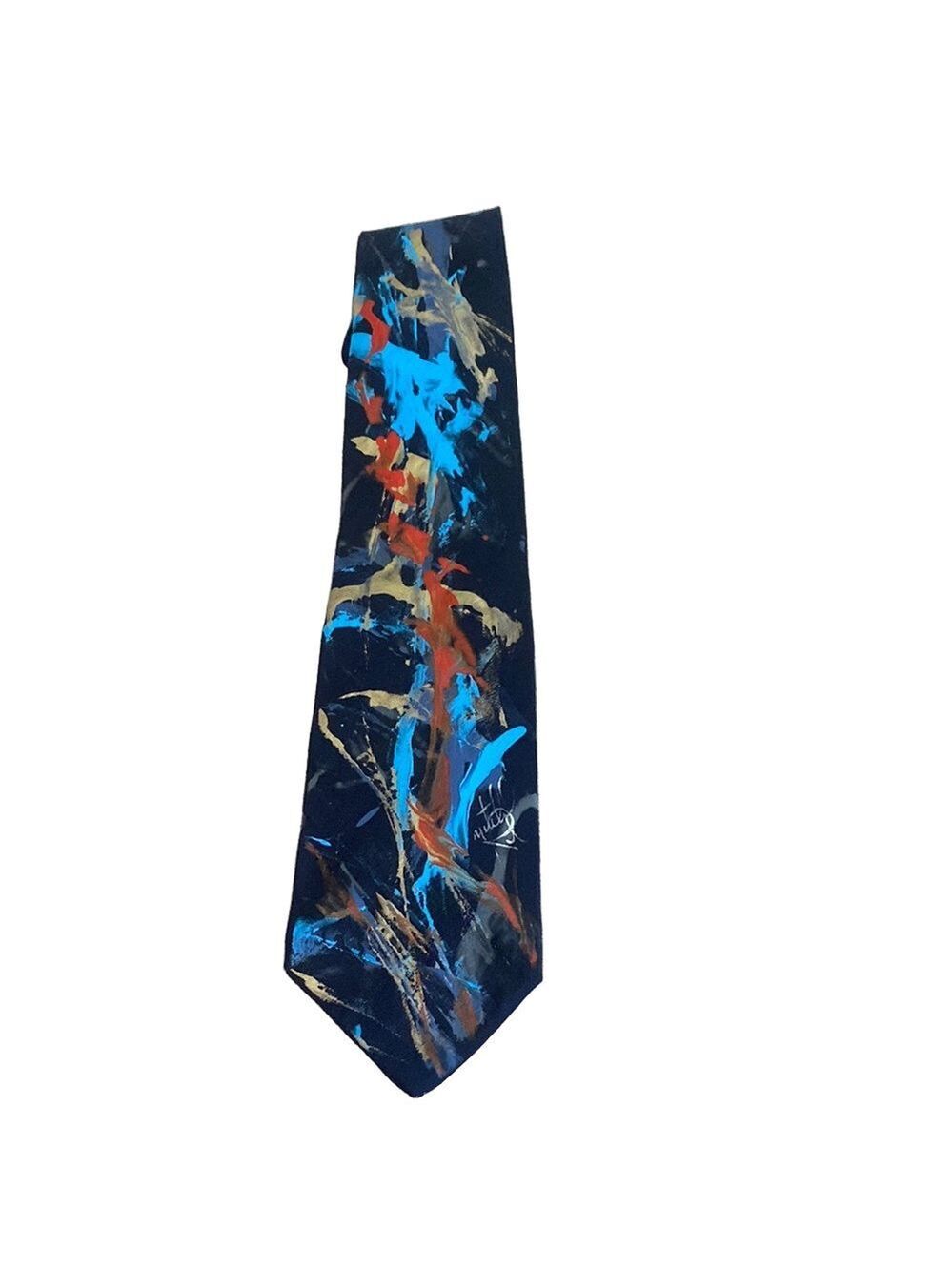 Portofino Collection Hand-Painted Tie Navy Made in Monterey Bay USA